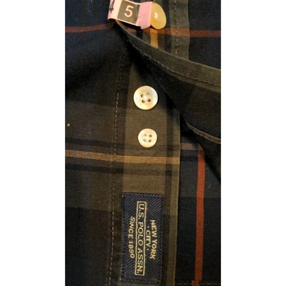 US POLO ASSN Mens Green Blue Plaid Button Down Shirt Long Sleeve Logo Sz LT Tall - Picture 3 of 9